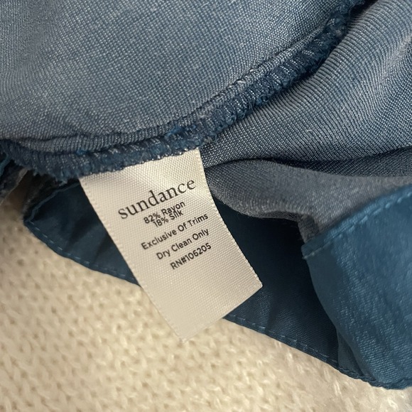 SUNDANCE Womens Sz L Blue Crushed‎ Velvet Top Rayon Silk Blend Whimsigoth Boho - Picture 6 of 6